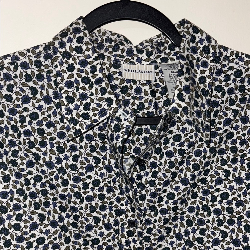 White Stag Black and Blue Blouse Top